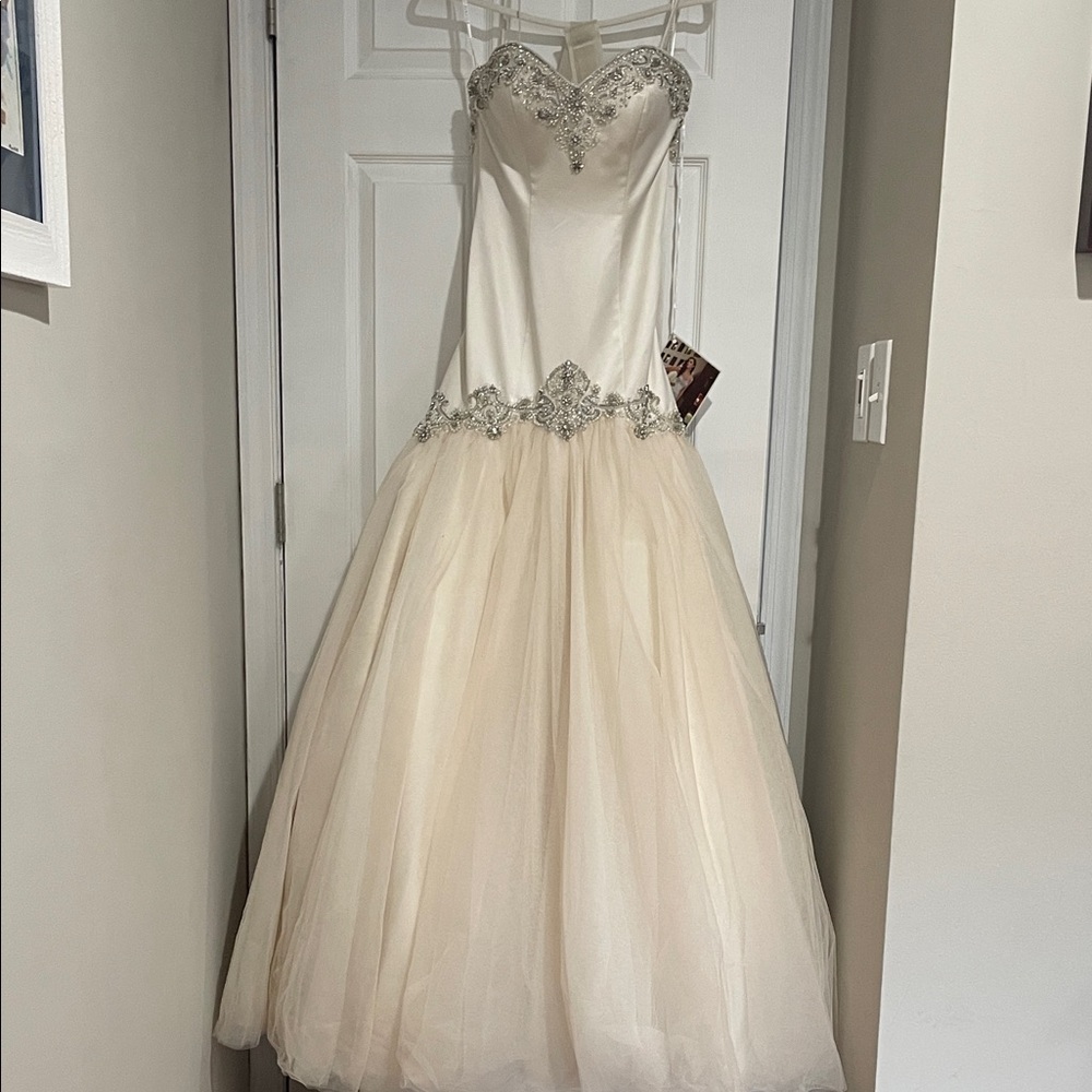 Essence of Australia Ivory Beaded Sweetheart Full Skirt with train- NWT! Size 10